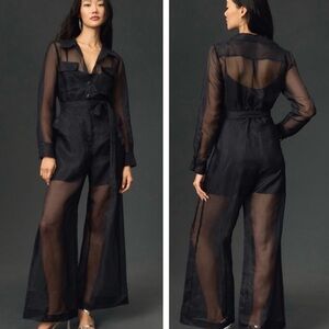 Anthropologie Sheer Utility Jumpsuit-with tag